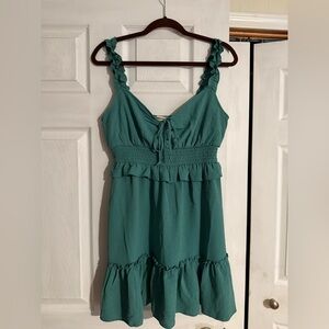 Inspired Hearts Teal Ruffle Mini Dress